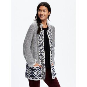 Old Navy Jacquard Fair Isle Winter Open Front Long Cozy Cardigan